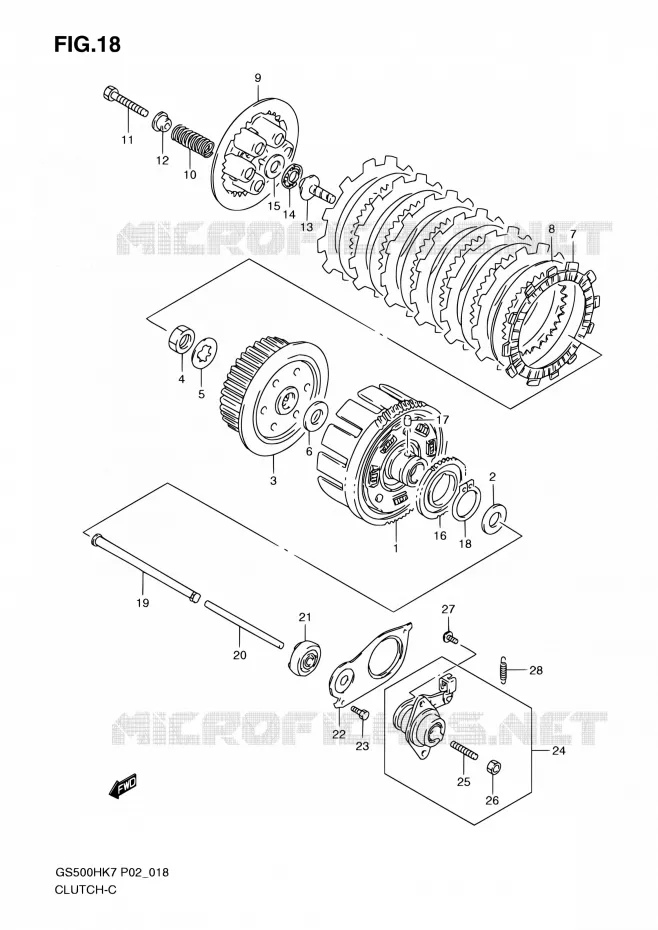 CLUTCH Suzuki MOTO 500 GS-F 2007  GS500FH K7 (P02,P19,P54)