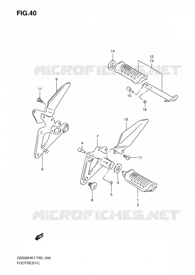 FOOTREST Suzuki MOTO 500 GS-F 2007  GS500FH K7 (P02,P19,P54)