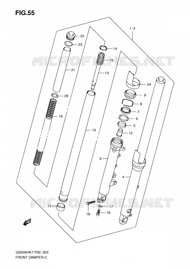 FRONT FORK Suzuki MOTO 500 GS-F 2007  GS500FH K7 (P02,P19,P54)