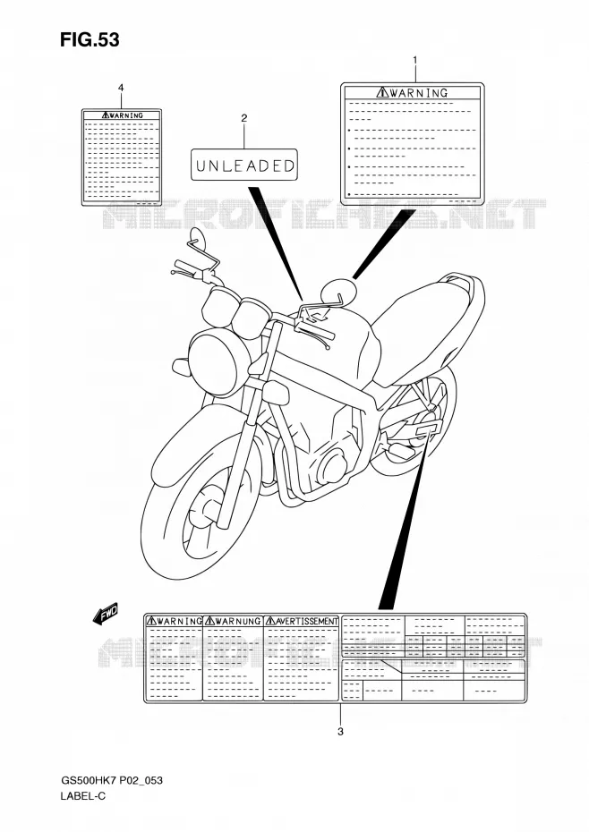 LABEL Suzuki MOTO 500 GS-F 2007  GS500FH K7 (P02,P19,P54)