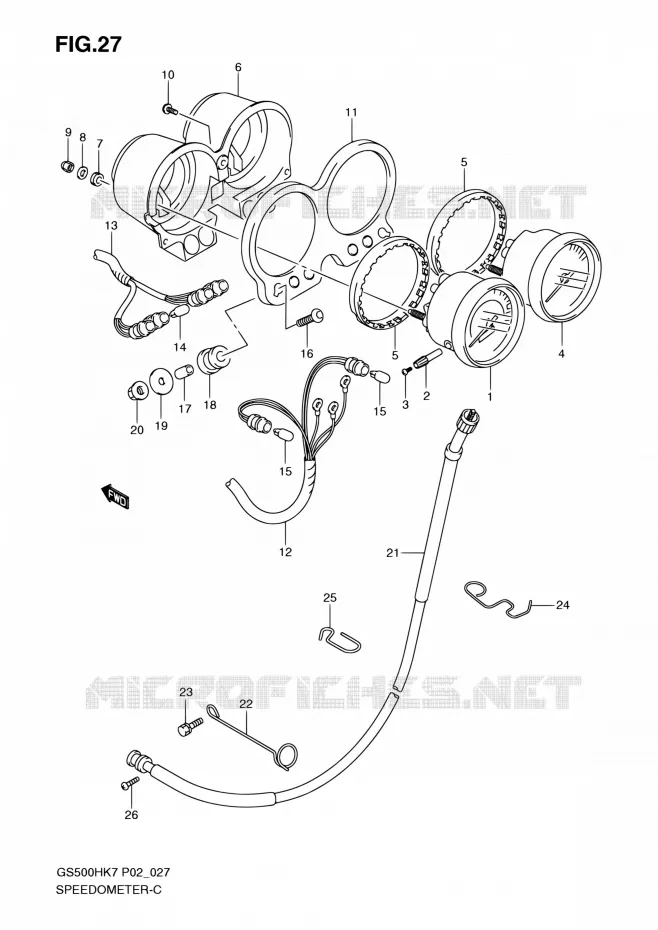 SPEEDOMETER (GS500FH/FM) Suzuki MOTO 500 GS-F 2007  GS500FH K7 (P02,P19,P54)
