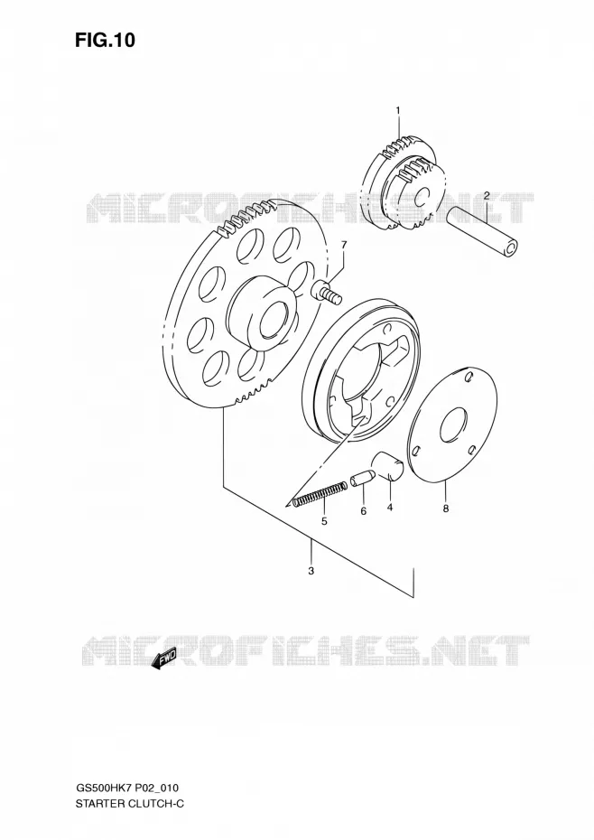 STARTER MOTOR CLUTCH Suzuki MOTO 500 GS-F 2007  GS500FH K7 (P02,P19,P54)