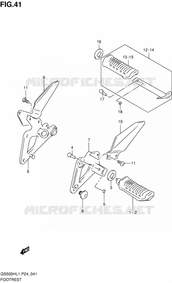 FOOTREST Suzuki MOTO 500 GS-F 2011  GS500FHL1(P24)