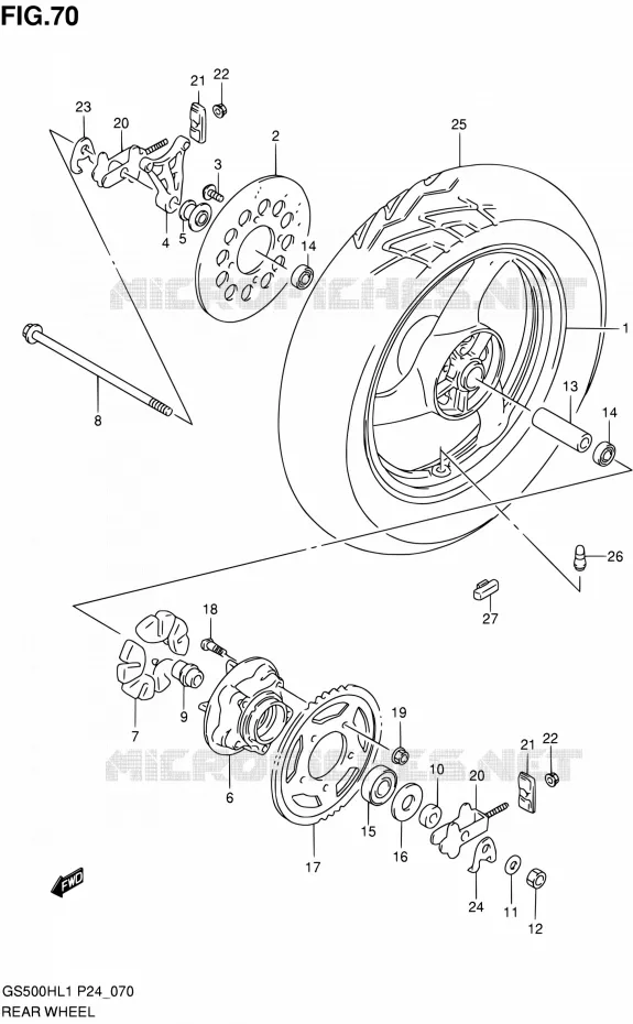 REAR WHEEL Suzuki MOTO 500 GS-F 2011  GS500FHL1(P24)