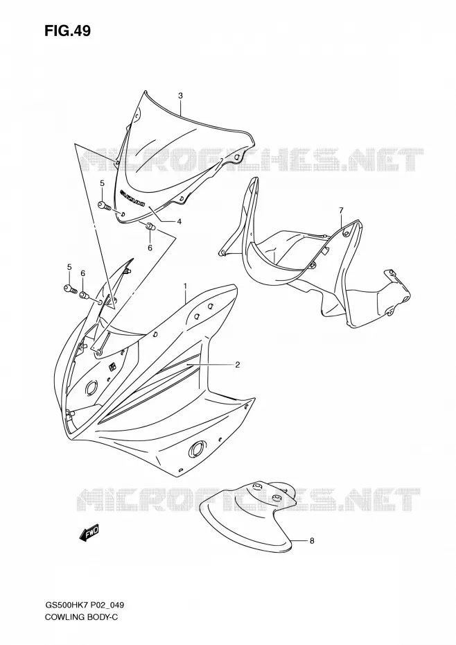 FAIRING (GS500FH/FMK7) Suzuki MOTO 500 GS-E 2007  GS500H K7 (P02,P19,P54)
