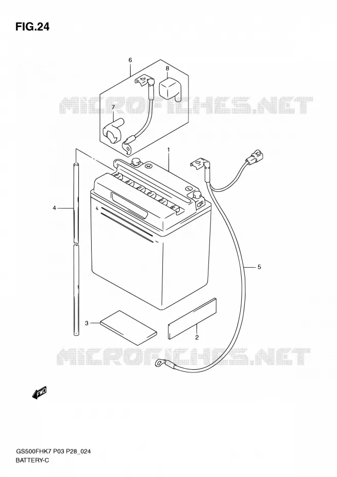 BATTERY Suzuki MOTO 500 GS-E 2007  GS500H K7/GS500FH K7 (P03,P28,P33,P95)