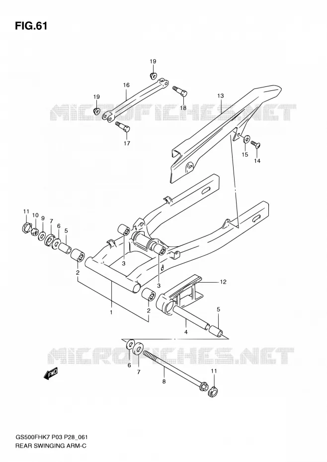 SWINGARM Suzuki MOTO 500 GS-E 2007  GS500H K7/GS500FH K7 (P03,P28,P33,P95)