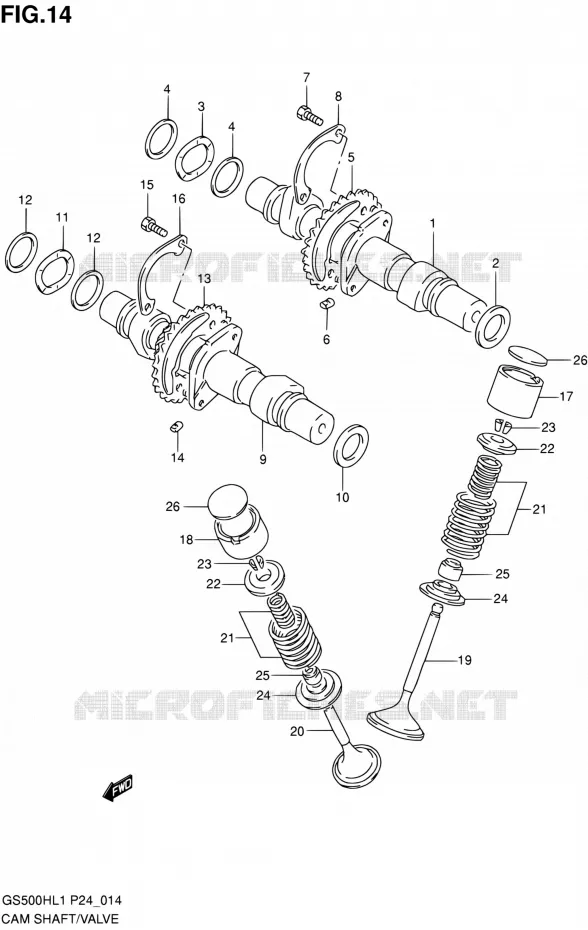 CAMSHAFT - VALVES Suzuki MOTO 500 GS-E 2011  GS500HL1(P24)