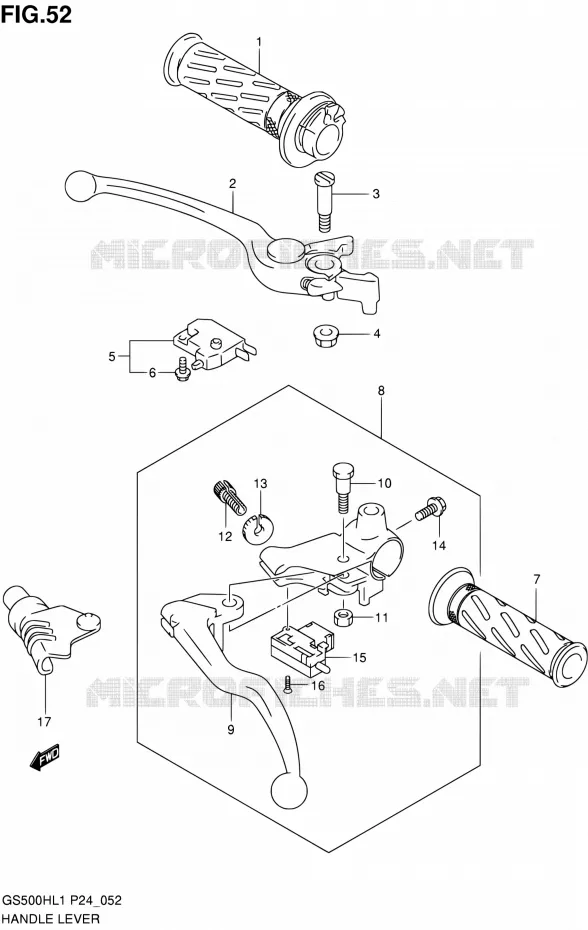 HANDGRIPS - LEVERS  Suzuki MOTO 500 GS-E 2011  GS500HL1(P24)