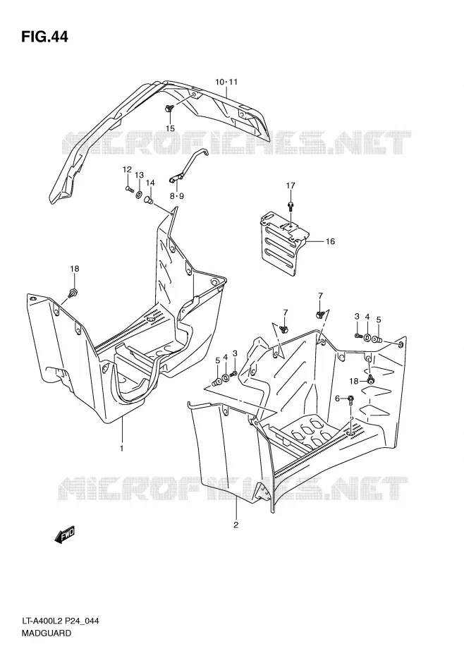 MUDGUARD Suzuki QUAD 400 KINGQUAD 2012  LT-A400L2(P24)