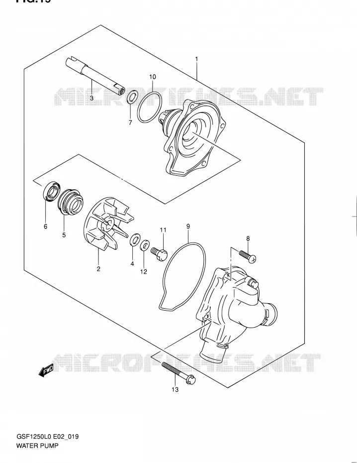 WATER PUMP Suzuki MOTO 1250 BANDIT 2012  GSF1250 L0 (E02,E19,E24)