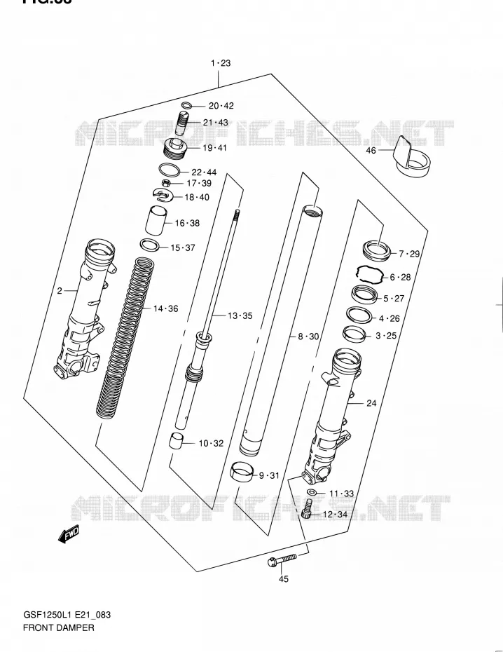 FRONT FORK (GSF1250AL1 E24) Suzuki MOTO 1250 BANDIT 2011  GSF1250L1