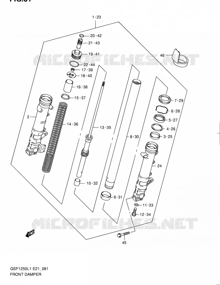 FRONT FORK (GSF1250L1 E24) Suzuki MOTO 1250 BANDIT 2011  GSF1250L1