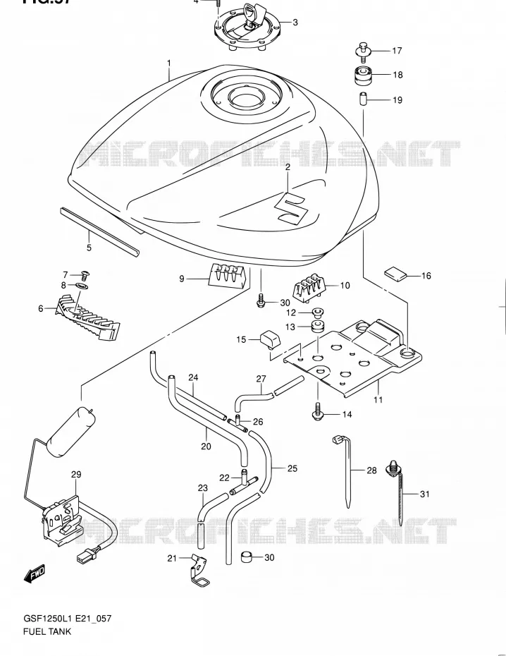 FUEL TANK (GSF1250AL1 E24) Suzuki MOTO 1250 BANDIT 2011  GSF1250L1