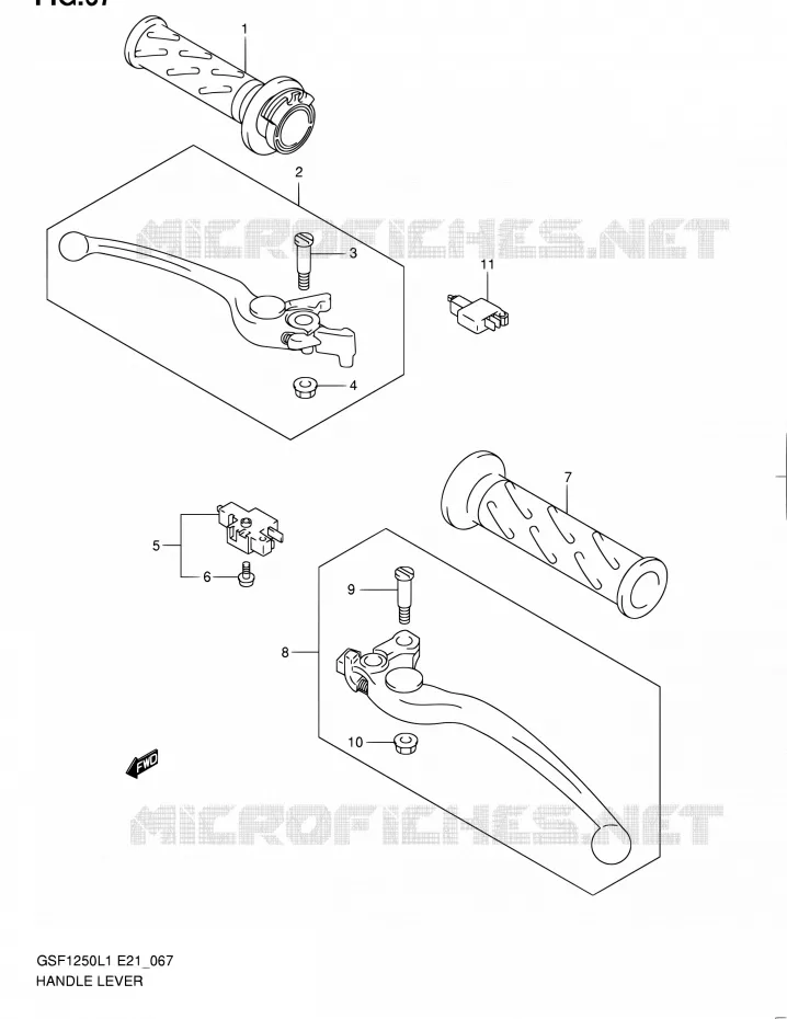 GRIPS & LEVERS (GSF1250L1 E21) Suzuki MOTO 1250 BANDIT 2011  GSF1250L1