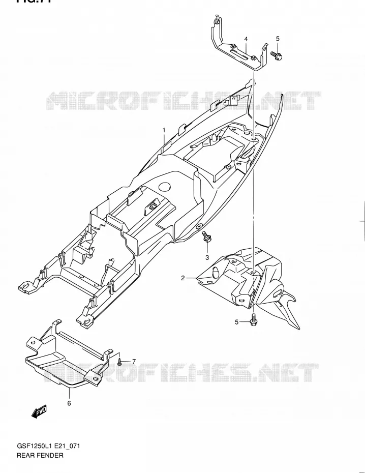REAR FEDNER (GSF1250L1 E21) Suzuki MOTO 1250 BANDIT 2011  GSF1250L1