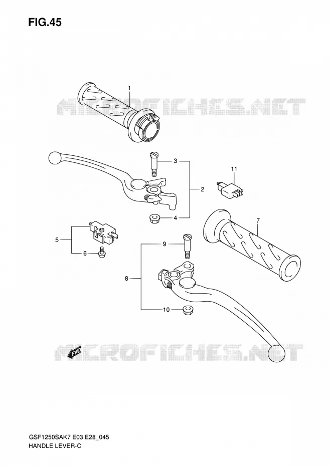 HANDGRIPS - LEVERS  Suzuki MOTO 1250 BANDIT 2007  GSF1250S K7 (E03,E28,E33)