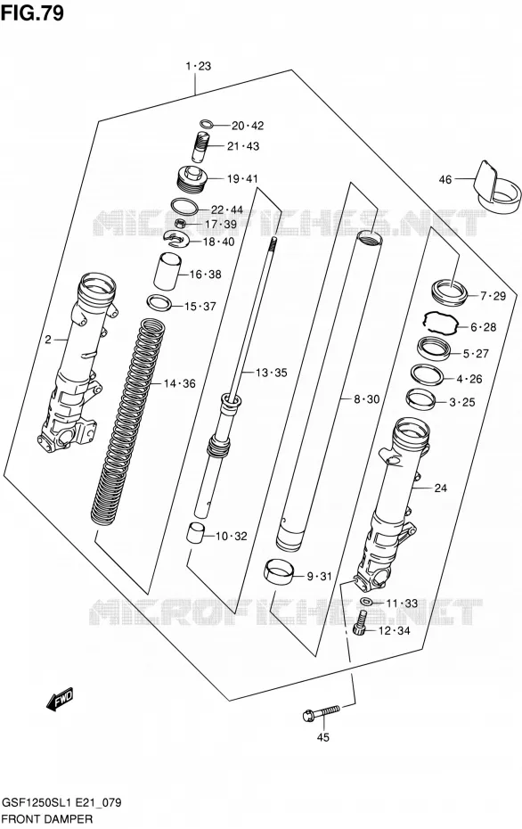 FRONT FORK (GSF1250SL1 E24) Suzuki MOTO 1250 BANDIT 2011  GSF1250SL1(E24)