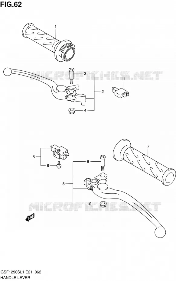 GRIPS & LEVERS (GSF1250SL1 E21) Suzuki MOTO 1250 BANDIT 2011  GSF1250SL1(E24)