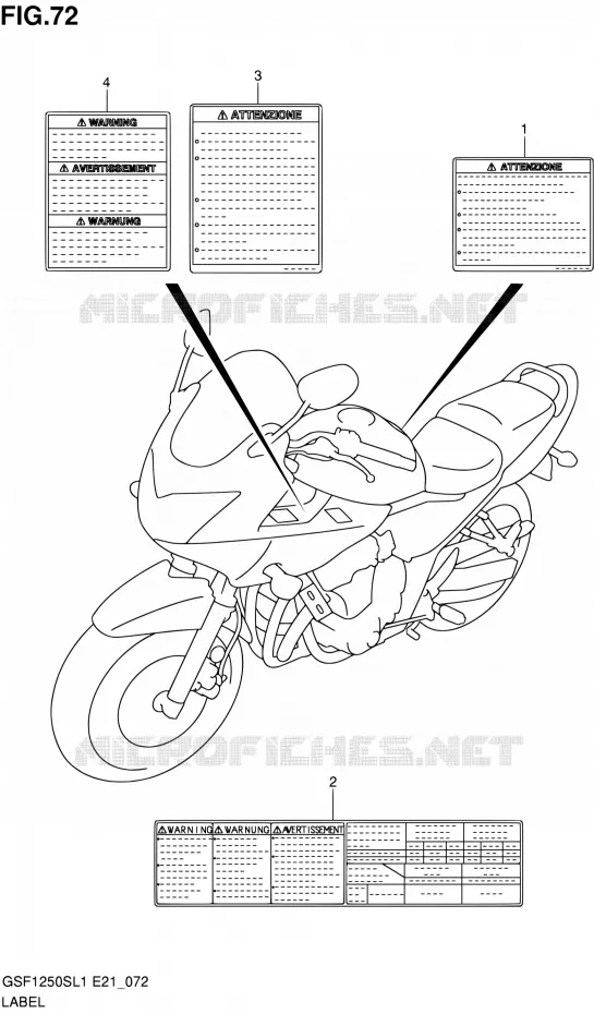 LABEL (GSF1250SL1 E21) Suzuki MOTO 1250 BANDIT 2011  GSF1250SL1(E24)