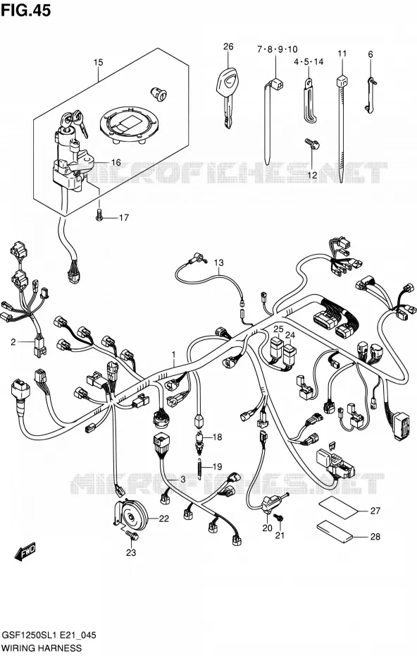 WIRING HARNESS (GSF1250SAL1 E21) Suzuki MOTO 1250 BANDIT 2011  GSF1250SL1(E24)
