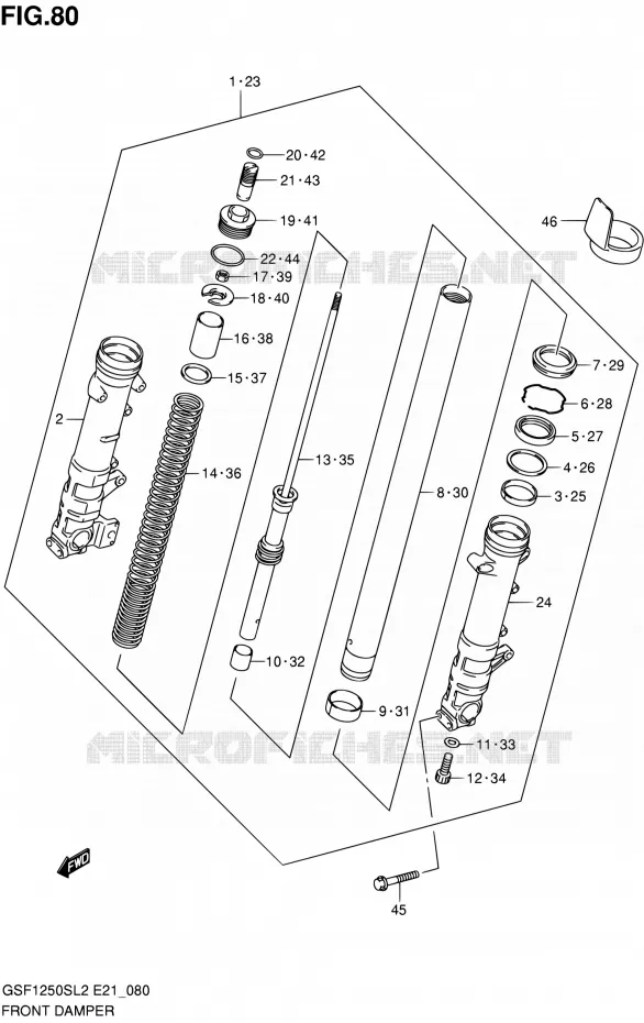 FRONT FORK (GSF1250SAL2 E21) Suzuki MOTO 1250 BANDIT 2012  GSF1250SL2(E24)