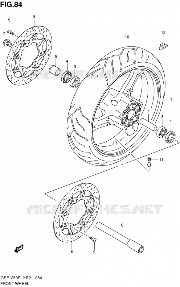FRONT WHEEL (GSF1250SL2 E24) Suzuki MOTO 1250 BANDIT 2012  GSF1250SL2(E24)