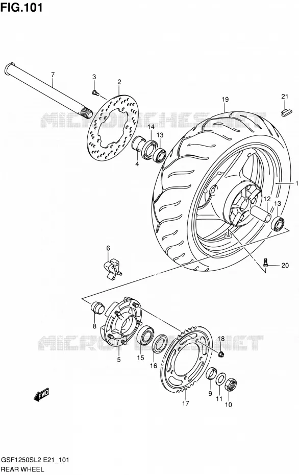 REAR WHEEL (GSF1250SL2 E24) Suzuki MOTO 1250 BANDIT 2012  GSF1250SL2(E24)