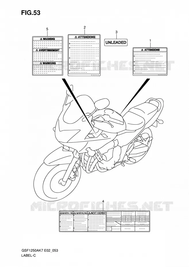 LABEL (MODEL K7) Suzuki MOTO 1250 BANDIT 2007  GSF1250SA K7 (E02,E19,E24,E37)