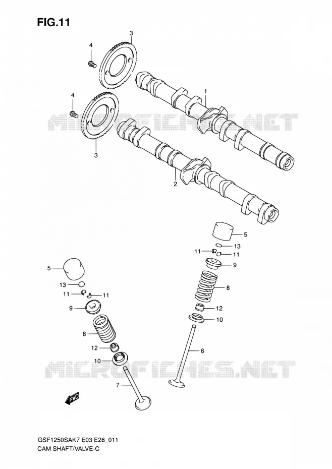 CAMSHAFT - VALVES Suzuki MOTO 1250 BANDIT 2007  GSF1250SA K7 (E03,E28,E33)