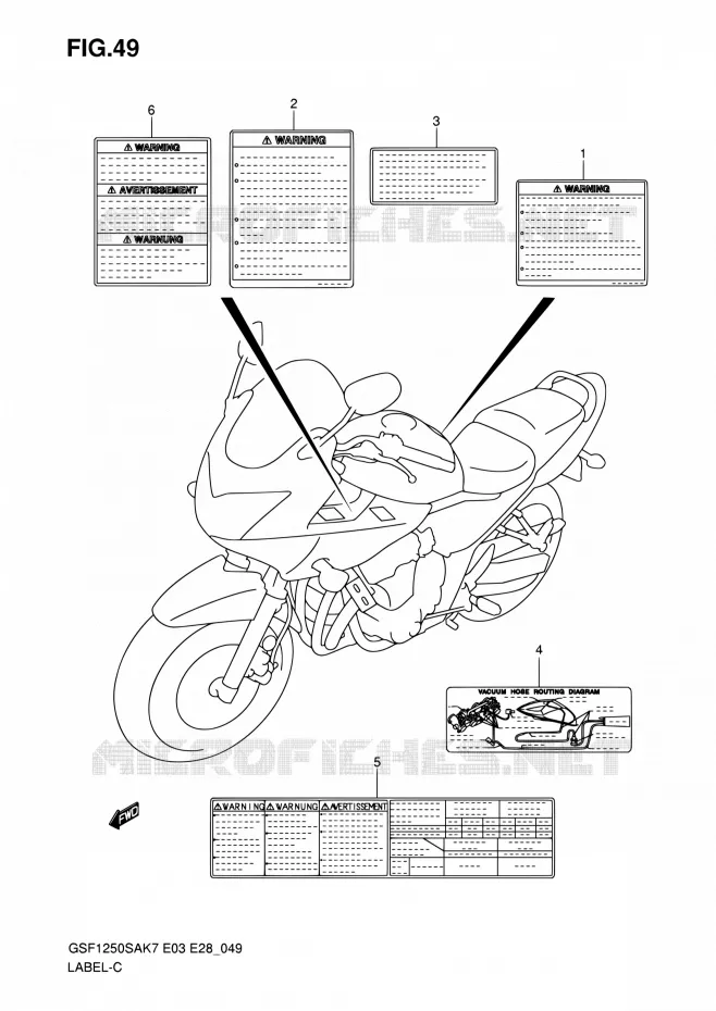 LABEL Suzuki MOTO 1250 BANDIT 2007  GSF1250SA K7 (E03,E28,E33)
