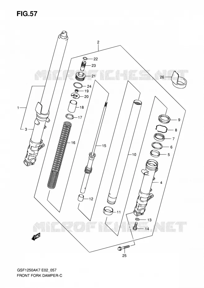 FRONT FORK Suzuki MOTO 1250 BANDIT 2011  GSF1250SA L0 (E02,E19,E24,E37)