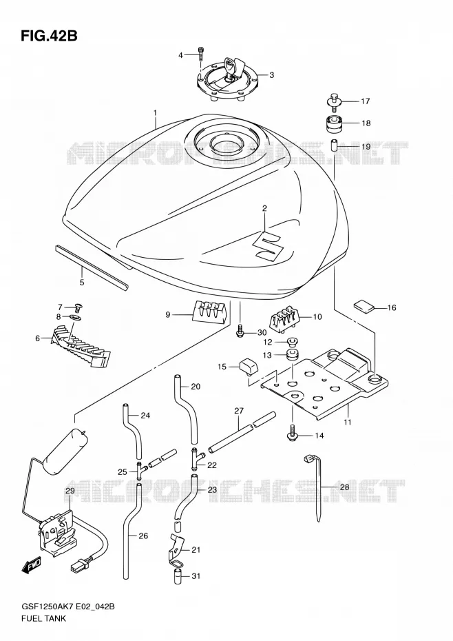 FUEL TANK (MODEL L0) Suzuki MOTO 1250 BANDIT 2012  GSF1250SA L0 (E02,E19,E24,E37)