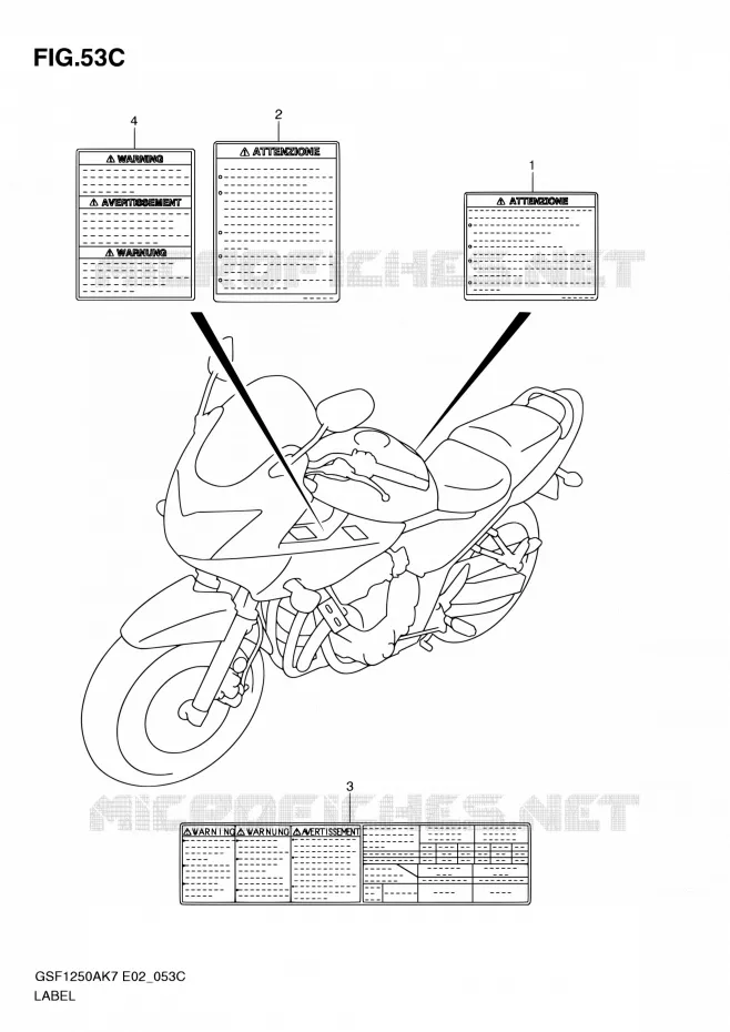 LABEL (MODEL L0) Suzuki MOTO 1250 BANDIT 2012  GSF1250SA L0 (E02,E19,E24,E37)