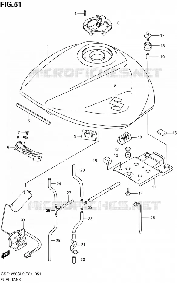 FUEL TANK (GSF1250SL2 E21) Suzuki MOTO 1250 BANDIT 2012  GSF1250SAL2(E21)