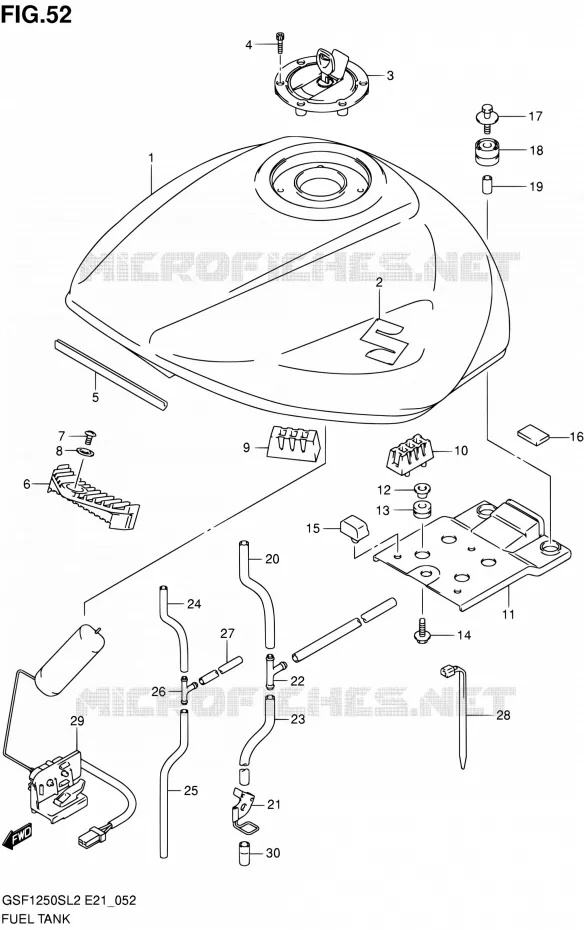 FUEL TANK (GSF1250SL2 E24) Suzuki MOTO 1250 BANDIT 2012  GSF1250SAL2(E21)