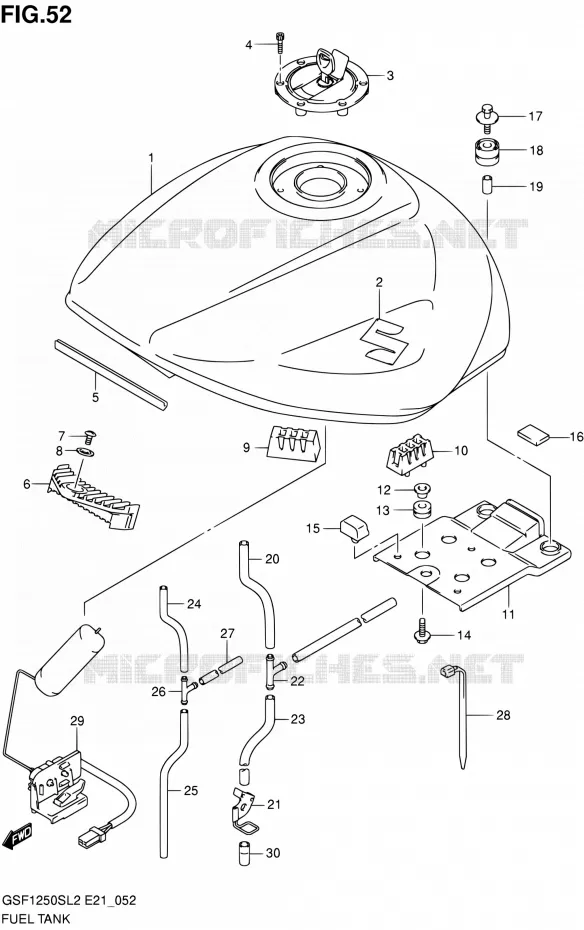 FUEL TANK (GSF1250SL2 E24) Suzuki MOTO 1250 BANDIT 2012  GSF1250SAL2(E21)