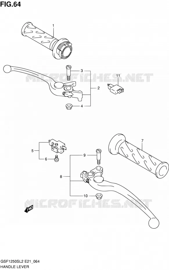 GRIPS & LEVERS (GSF1250SAL2 E21) Suzuki MOTO 1250 BANDIT 2012  GSF1250SAL2(E21)