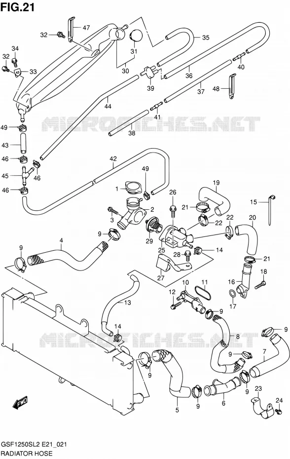 RADIATOR HOSE - EXPANSION TANK Suzuki MOTO 1250 BANDIT 2012  GSF1250SAL2(E21)