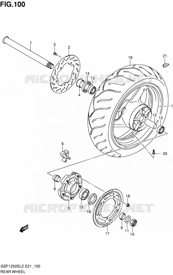 REAR WHEEL (GSF1250SL2 E21) Suzuki MOTO 1250 BANDIT 2012  GSF1250SAL2(E21)