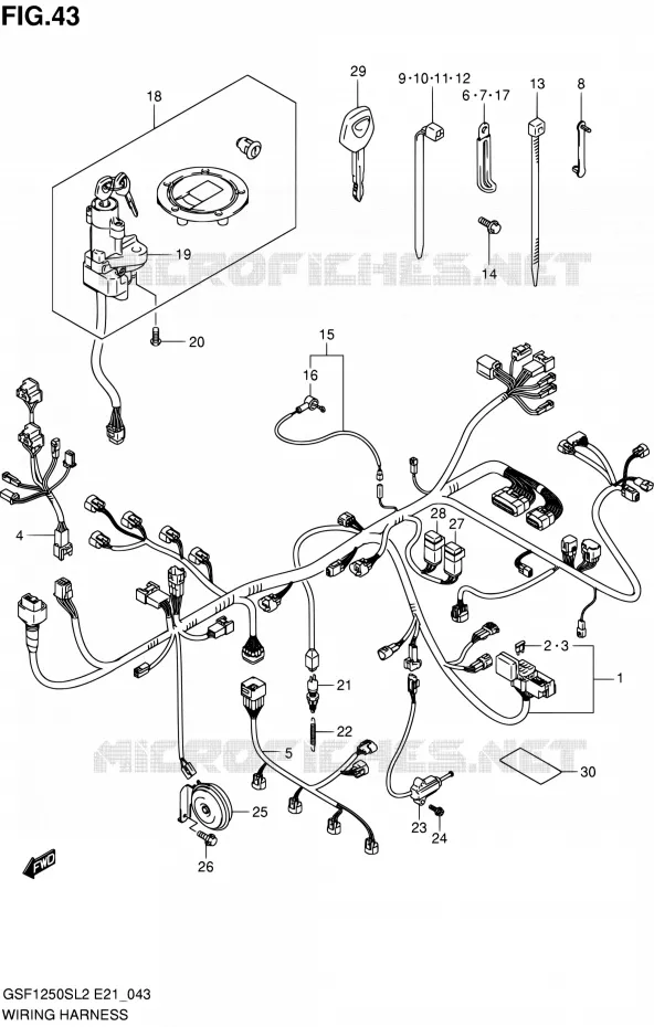 WIRING HARNESS (GSF1250SL2 E21) Suzuki MOTO 1250 BANDIT 2012  GSF1250SAL2(E21)