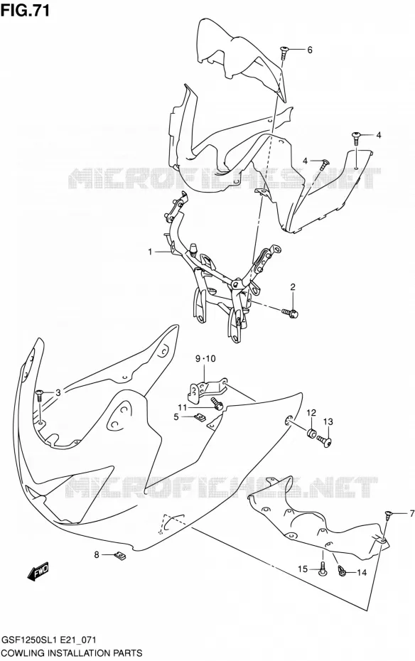 FAIRING INSTALLATION PARTS Suzuki MOTO 1250 BANDIT 2011  GSF1250SAL1(E24)