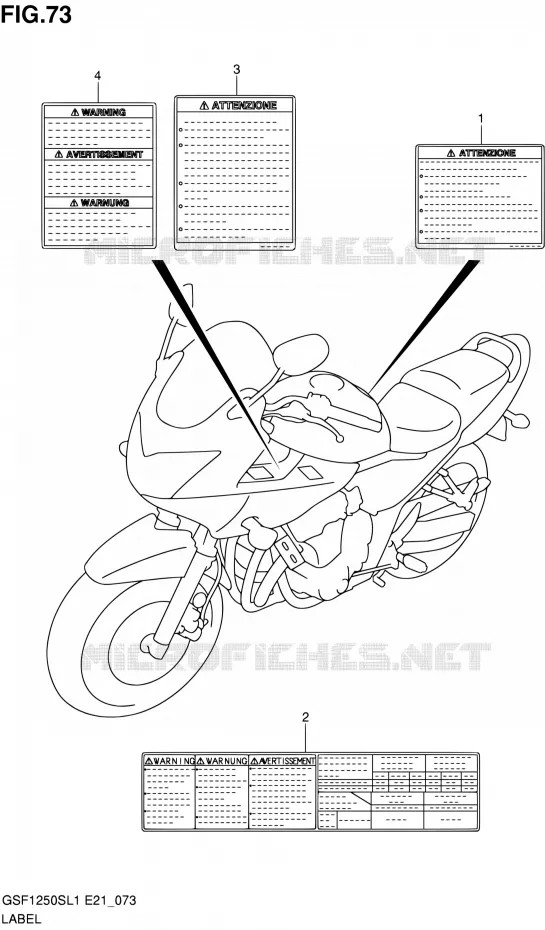 LABEL (GSF1250SL1 E24) Suzuki MOTO 1250 BANDIT 2011  GSF1250SAL1(E24)