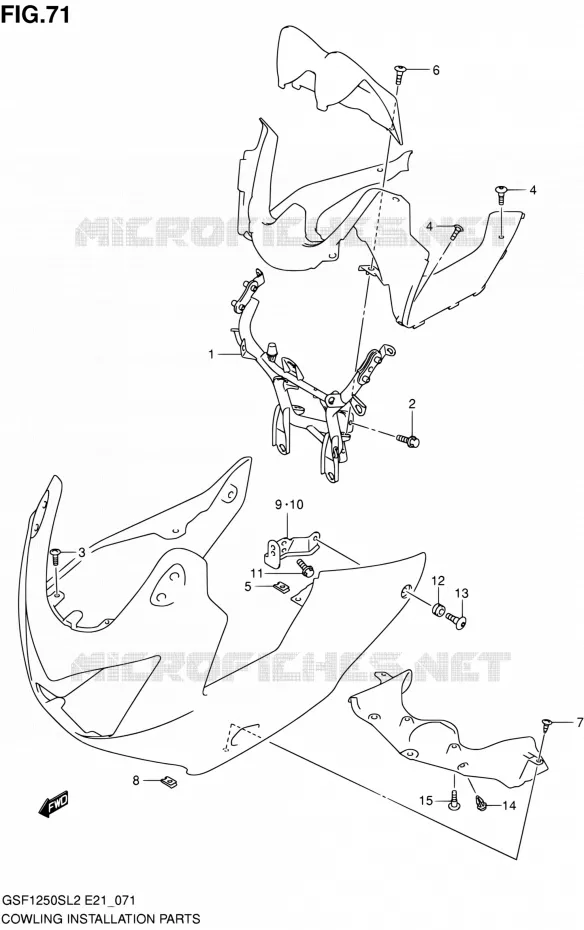 FAIRING INSTALLATION PARTS Suzuki MOTO 1250 BANDIT 2012  GSF1250SAL2(E24)