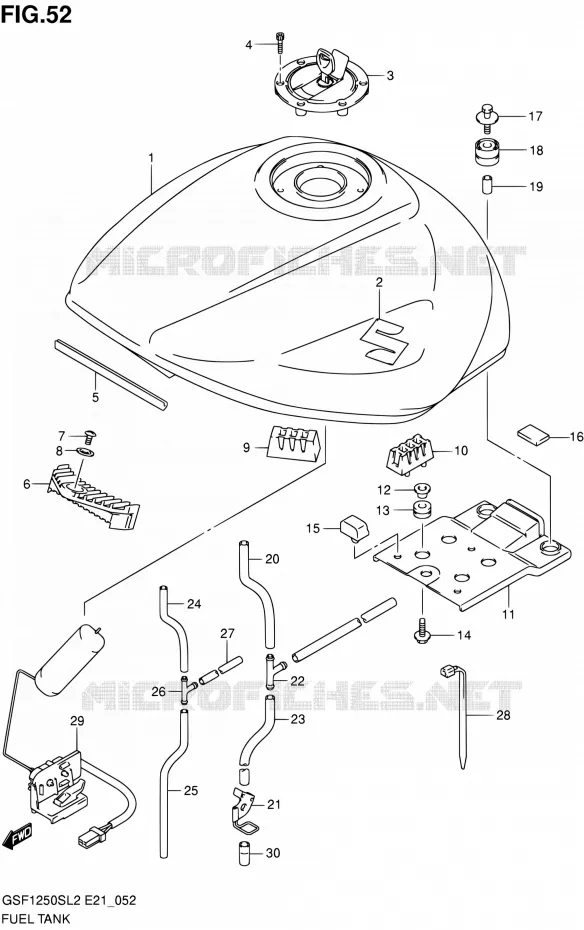 FUEL TANK (GSF1250SL2 E24) Suzuki MOTO 1250 BANDIT 2012  GSF1250SAL2(E24)