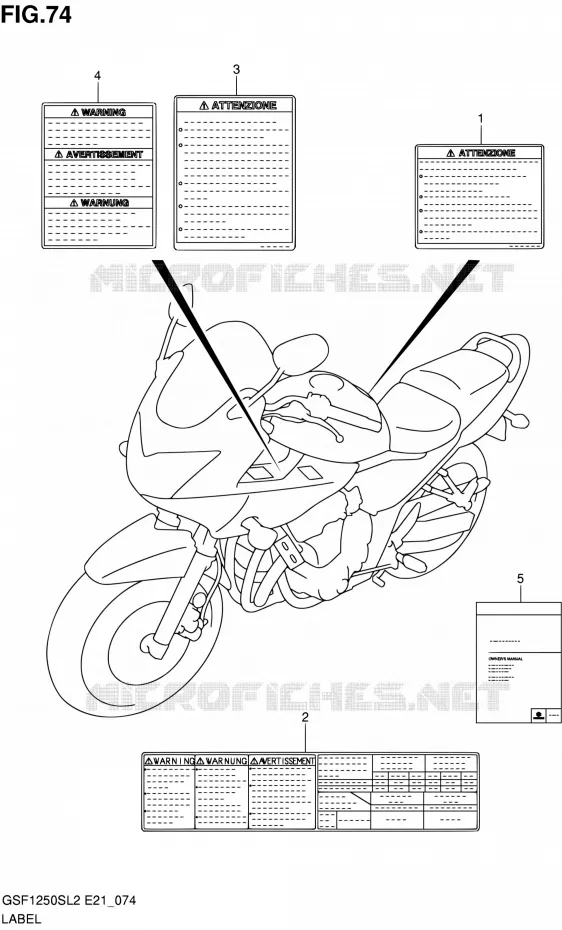 LABEL (GSF1250SAL2 E21) Suzuki MOTO 1250 BANDIT 2012  GSF1250SAL2(E24)