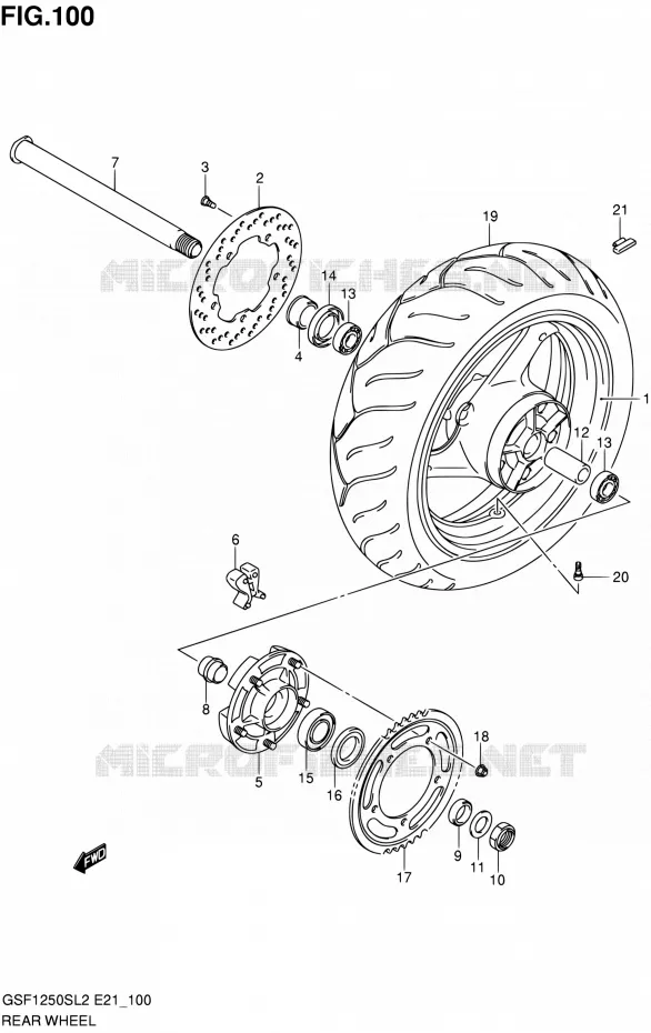 REAR WHEEL (GSF1250SL2 E21) Suzuki MOTO 1250 BANDIT 2012  GSF1250SAL2(E24)