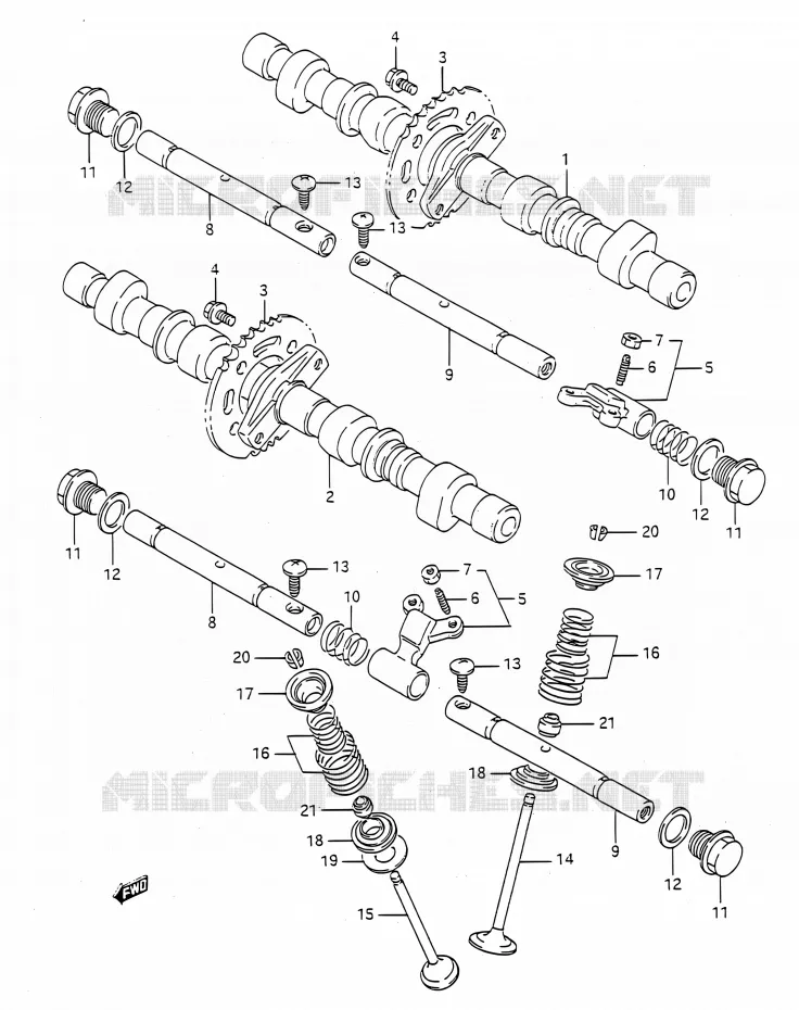 CAMSHAFT - VALVES Suzuki MOTO 400 BANDIT 1992  GSF400 N (E03,E28,E33)