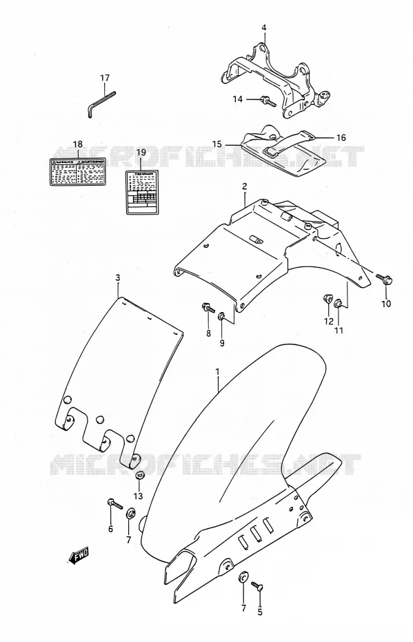 REAR FEDNER Suzuki MOTO 400 BANDIT 1993  GSF400 P (E03,E28,E33)