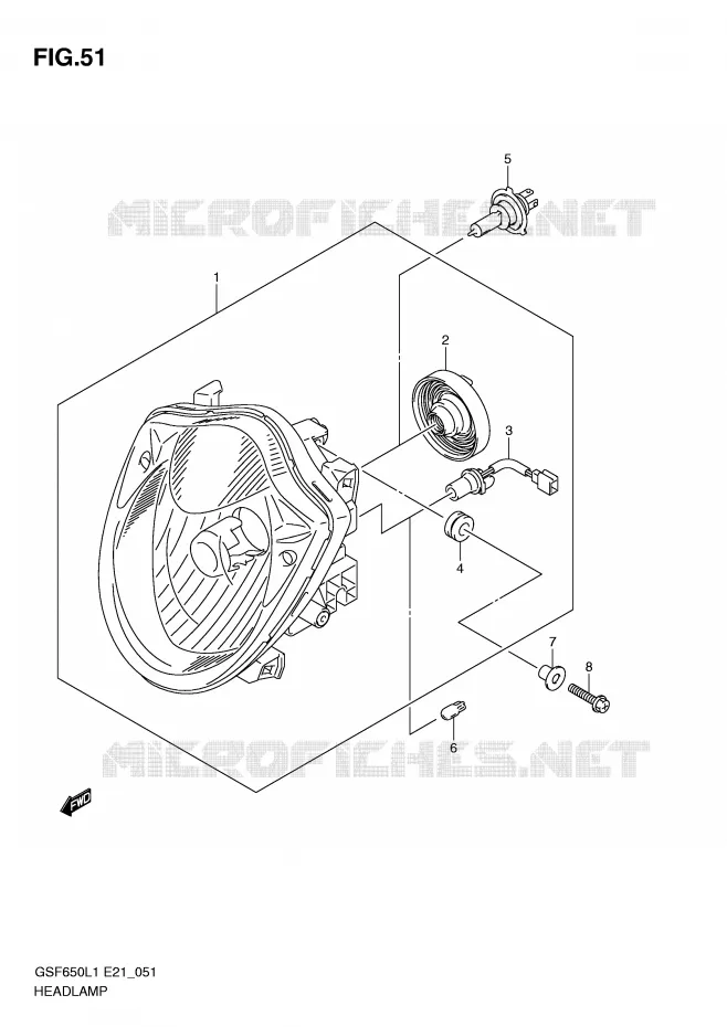 HEADLIGHT (GSF650UL1 E21) Suzuki MOTO 650 BANDIT 2011  GSF650UL1(E21)